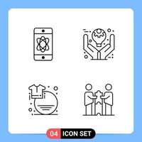 4 Line Black Icon Pack Outline Symbols for Mobile Apps isolated on white background 4 Icons Set vector