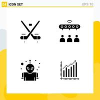 Collection of 4 Universal Solid Icons Icon Set for Web and Mobile vector