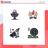 4 User Interface Filledline Flat Color Pack of modern Signs and Symbols of boiled business egg love marketing Editable Vector Design Elements