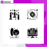 Solid Icon set Pack of 4 Glyph Icons isolated on White Background for Web Print and Mobile vector