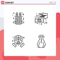 4 Thematic Vector Filledline Flat Colors and Editable Symbols of cake firefighter night party conversation protection Editable Vector Design Elements