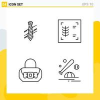 Collection of 4 Universal Line Icons Icon Set for Web and Mobile vector