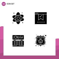 4 User Interface Solid Glyph Pack of modern Signs and Symbols of atom okay healthcare check arts Editable Vector Design Elements