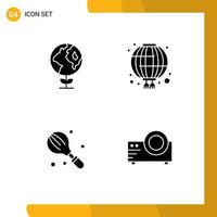 Set of 4 Commercial Solid Glyphs pack for eco household china red mixer Editable Vector Design Elements