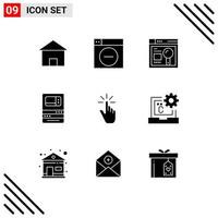 Modern Set of 9 Solid Glyphs and symbols such as withdraw machine minimize bank education Editable Vector Design Elements