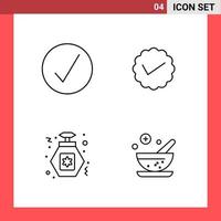 4 Icon Pack Line Style Outline Symbols on White Background Simple Signs for general designing vector