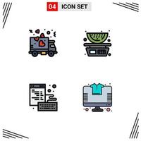 Set of 4 Modern UI Icons Symbols Signs for delivery coding party balance page Editable Vector Design Elements