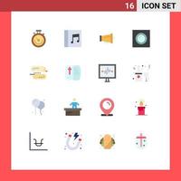 Set of 16 Modern UI Icons Symbols Signs for network blockchain technology announce recessed lamp Editable Pack of Creative Vector Design Elements