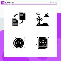 Set of 4 icons in solid style Creative Glyph Symbols for Website Design and Mobile Apps Simple Solid Icon Sign Isolated on White Background 4 Icons vector