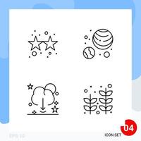 Modern Pack of 4 Icons Line Outline Symbols isolated on White Backgound for Website designing vector