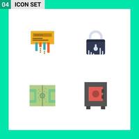 Set of 4 Vector Flat Icons on Grid for receiver football radio ecommerce pitch Editable Vector Design Elements