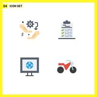 Editable Vector Line Pack of 4 Simple Flat Icons of gear file configuration clipboard news Editable Vector Design Elements