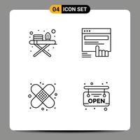 Modern Set of 4 Filledline Flat Colors and symbols such as ironing board health click web plaster Editable Vector Design Elements