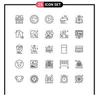 25 User Interface Line Pack of modern Signs and Symbols of package creative play box howitzer Editable Vector Design Elements