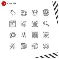 16 iconos creativos signos y símbolos modernos del curso de aplicación de idioma notificación de chat de verano elementos de diseño vectorial editables vector