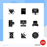 Pack of 9 creative Solid Glyphs of computer phone info mobile contact Editable Vector Design Elements