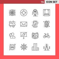 16 Icon Pack Line Style Outline Symbols on White Background Simple Signs for general designing vector