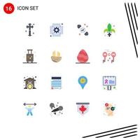 Mobile Interface Flat Color Set of 16 Pictograms of luggage weapon watch sword gras Editable Pack of Creative Vector Design Elements