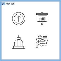 Set of 4 Modern UI Icons Symbols Signs for upload bank chart information capitol Editable Vector Design Elements