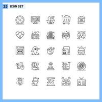 Group of 25 Modern Lines Set for heart checkout modeling buy ok Editable Vector Design Elements