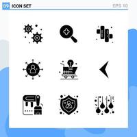 Modern 9 solid style icons Glyph Symbols for general use Creative Solid Icon Sign Isolated on White Background 9 Icons Pack vector