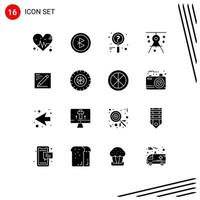 Pictogram Set of 16 Simple Solid Glyphs of education pencil search browser drafting Editable Vector Design Elements