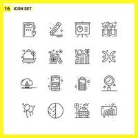 16 Icon Set Simple Line Symbols Outline Sign on White Background for Website Design Mobile Applications and Print Media vector