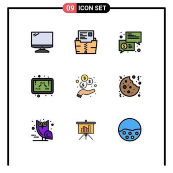 9 User Interface Filledline Flat Color Pack of modern Signs and Symbols of formula chemistry file communication keynote Editable Vector Design Elements