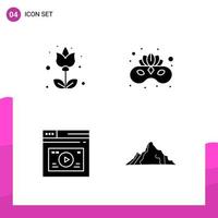 paquete de conjunto de iconos de glifo de 4 iconos sólidos aislados en fondo blanco para aplicaciones móviles y de impresión de diseño de sitios web receptivos vector