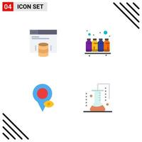 Set of 4 Vector Flat Icons on Grid for hosting website eye web ink map Editable Vector Design Elements