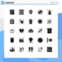 Universal Icon Symbols Group of 25 Modern Solid Glyphs of gel play location game money Editable Vector Design Elements