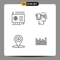 Group of 4 Filledline Flat Colors Signs and Symbols for card compass payment protection location Editable Vector Design Elements