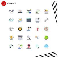 Pack of 25 Modern Flat Colors Signs and Symbols for Web Print Media such as cart globe camera friendly settings Editable Vector Design Elements