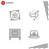 Collection of 4 Vector Icons in Line style Pixle Perfect Outline Symbols for Web and Mobile Line Icon Signs on White Background 4 Icons