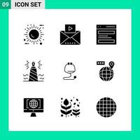 Pack of 9 Solid Style Icon Set Glyph Symbols for print Creative Signs Isolated on White Background 9 Icon Set vector