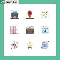 Set of 9 Modern UI Icons Symbols Signs for travel bag dropper recovery statistics Editable Vector Design Elements