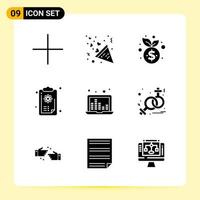 9 Creative Icons for Modern website design and responsive mobile apps 9 Glyph Symbols Signs on White Background 9 Icon Pack vector