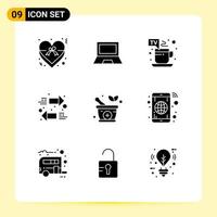 User Interface Pack of 9 Basic Solid Glyphs of medicine exchange laptop arrows tv break Editable Vector Design Elements