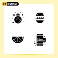 4 Solid Glyph concept for Websites Mobile and Apps business lemon light food coin Editable Vector Design Elements