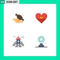 4 Universal Flat Icons Set for Web and Mobile Applications candy city sweets favorite play ground Editable Vector Design Elements