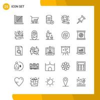 25 Icon Set Line Style Icon Pack Outline Symbols isolated on White Backgound for Responsive Website Designing vector