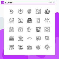 Stock Vector Icon Pack of 25 Line Signs and Symbols for remote control education access internet Editable Vector Design Elements