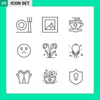 Pack of 9 Line Style Icon Set Outline Symbols for print Creative Signs Isolated on White Background 9 Icon Set vector