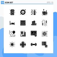 16 Thematic Vector Solid Glyphs and Editable Symbols of patient hospital cereals income capital Editable Vector Design Elements