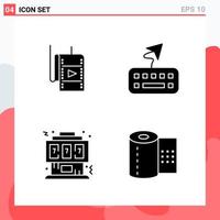 Collection of 4 Vector Icons in solid style Modern Glyph Symbols for Web and Mobile Solid Icon Sign Isolated on White Background 4 Icons