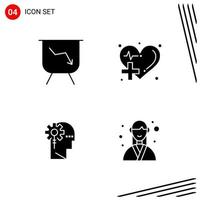 Collection of 4 Vector Icons in solid style Pixle Perfect Glyph Symbols for Web and Mobile Solid Icon Signs on White Background 4 Icons