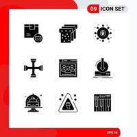 Pictogram Set of 9 Simple Solid Glyphs of wrench setting distribution performance payments Editable Vector Design Elements