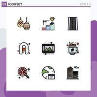 9 Creative Icons Modern Signs and Symbols of reel play store car play camping Editable Vector Design Elements