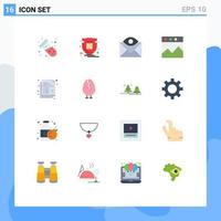 16 Thematic Vector Flat Colors and Editable Symbols of document website communication graph inbox Editable Pack of Creative Vector Design Elements