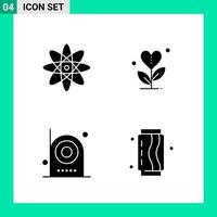 Pack of 4 Solid Style Icon Set Glyph Symbols for print Creative Signs Isolated on White Background 4 Icon Set vector